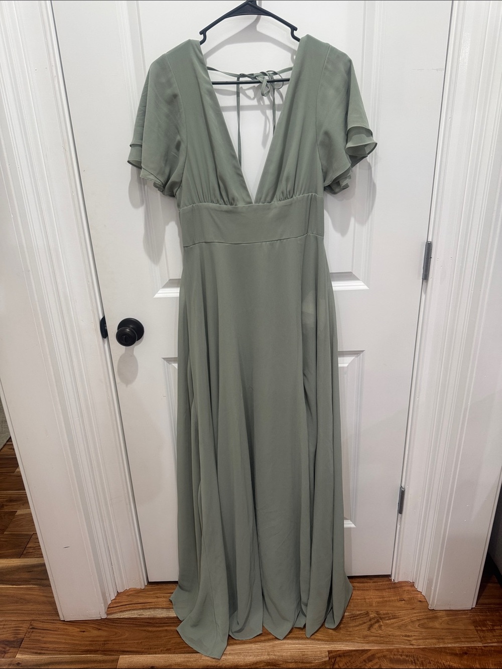 Lulu's Sage Green V-Neck Maxi Dress - Picture 1 of 3